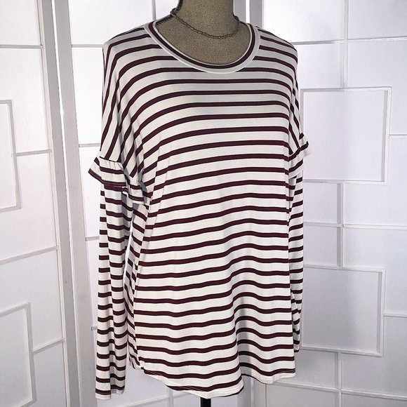 Cotton Bleu Striped Ruffle Drop Shoulder - Picture 7 of 8